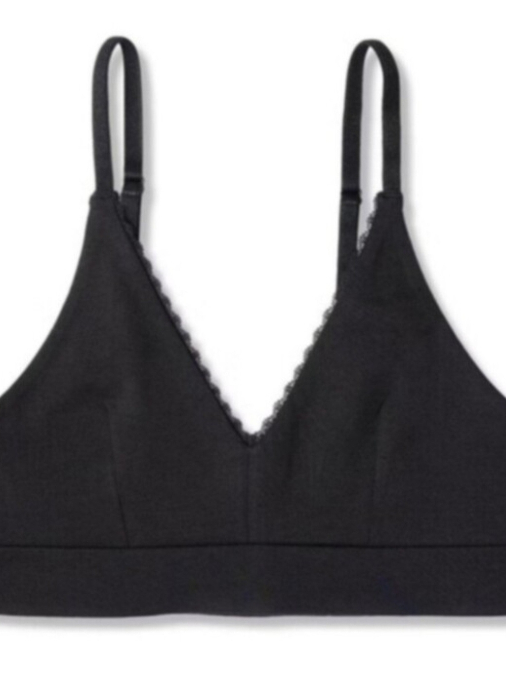 NWOT- Pact Organic- Black Lace-Trim Wireless Bralette